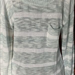 Green and White Striped Sweater